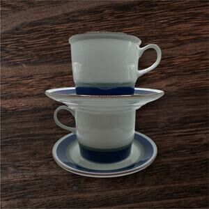 Porsgrund Norway Saga Hand Painted Coffee Cup & Saucer Mint Condition Lot Of‎ 2